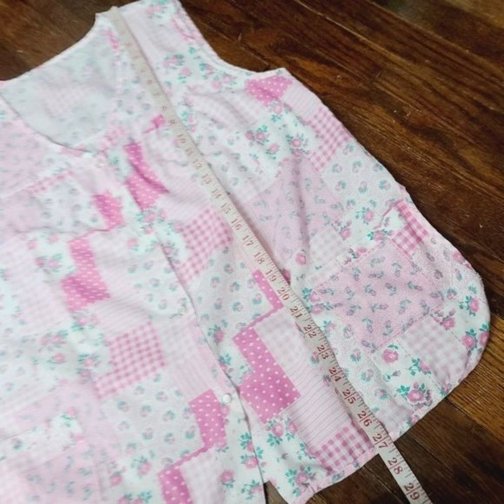 Vintage Barbiecore Pink Patchwork Snap Front Smoc… - image 8